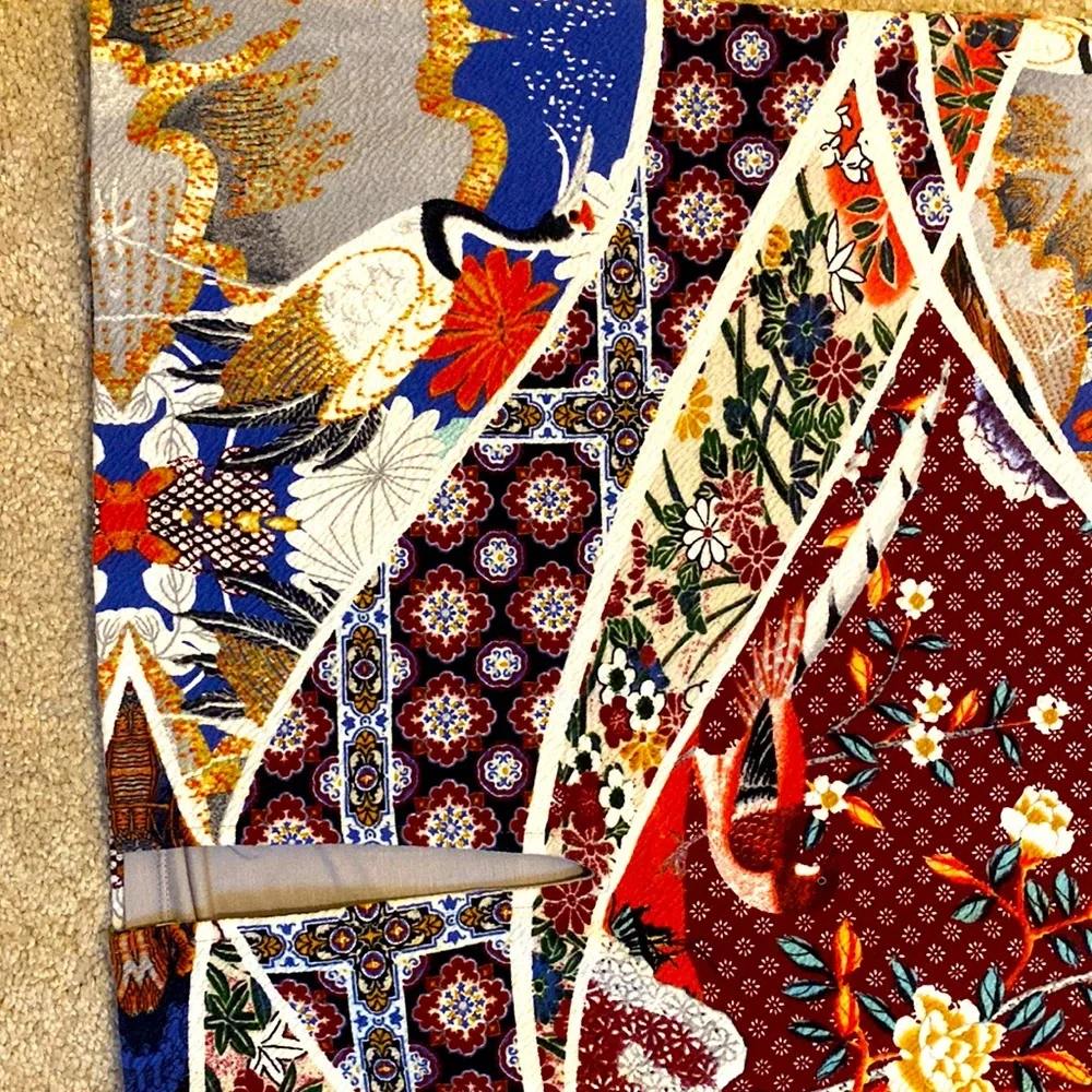 Anthropologie Multi-Color Crane Bird Patterned Midi Skirt